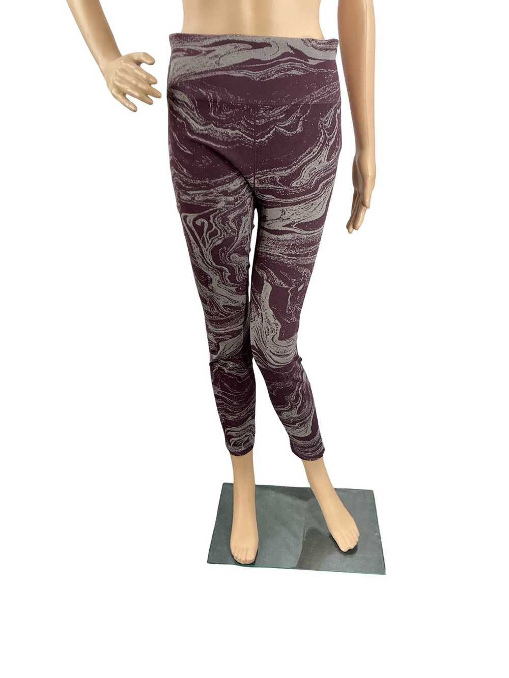 Athleta Aurora Shine Seamless Leggings Burgundy Marble Sparkle Size L